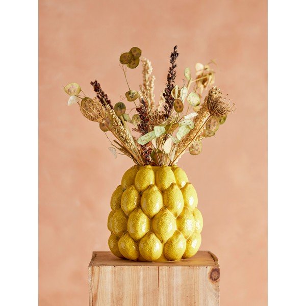 Kollane käsitsi maalitud kivikeraamiline vaas (kõrgus 22 cm) Limone - Bloomingville-image-1