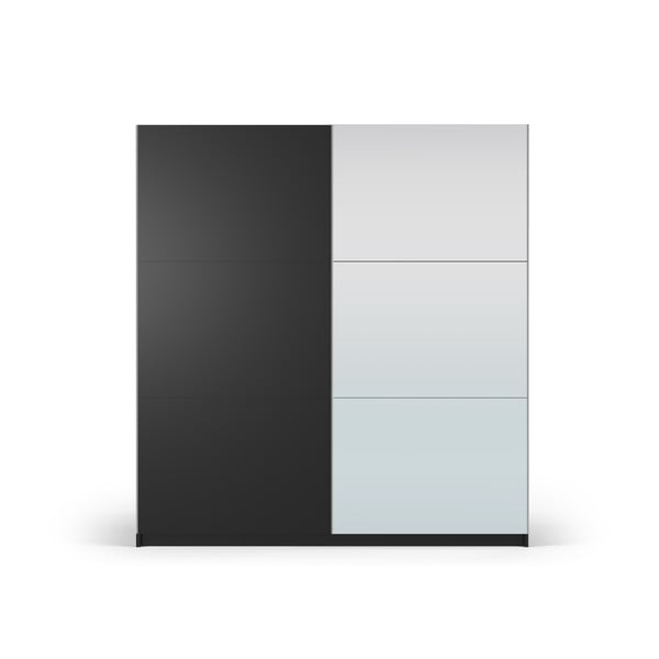 Must peegli- ja lükandustega riidekapp 200x215 cm Lisburn - Cosmopolitan Design