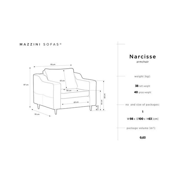 Šedé křeslo Mazzini Sofas Narcisse-image-4