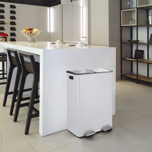 Matt valge terasest prügikast 2x30 l sorteeritud jäätmete jaoks/pedaaliga Aliya - Spirella-image-3