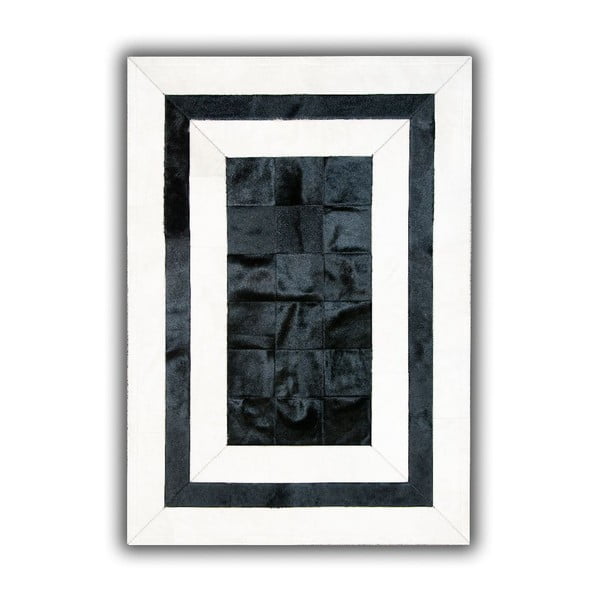 Koberec z pravé kůže Black&White, 140x200 cm