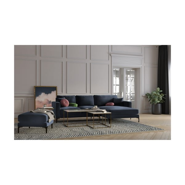 Tmavě modrá sametová podnožka Kooko Home Harmony-image-3