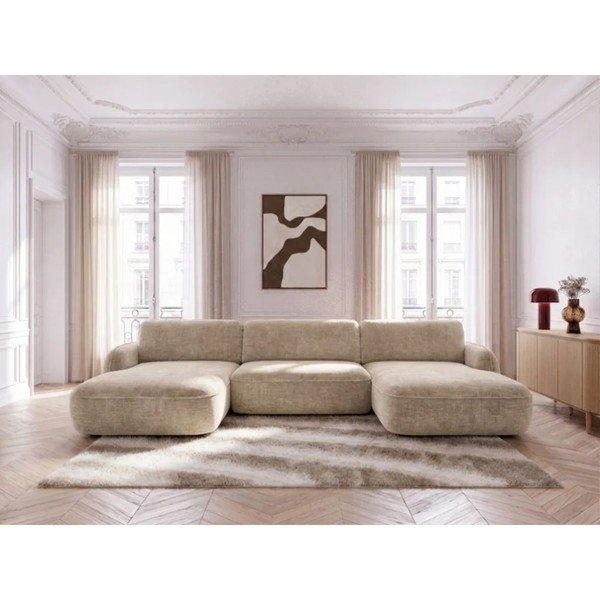 Beež sametdiivanvoodi/panipaigaga nurgadiivan (U-kujuline) Celeste - Bobochic Paris-image-2