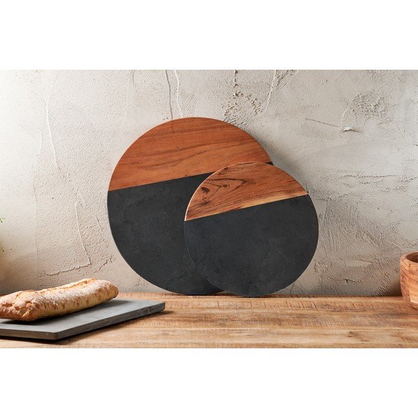 Lõikelaud kiltkivist ja akaatsiapuidust , ø 40 cm Fala - Nkuku-image-3