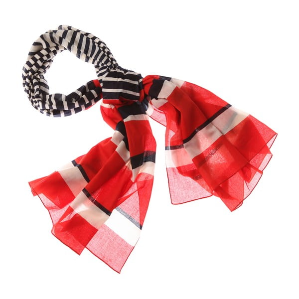 Šátek Nautical Stripe Red, 180x50 cm