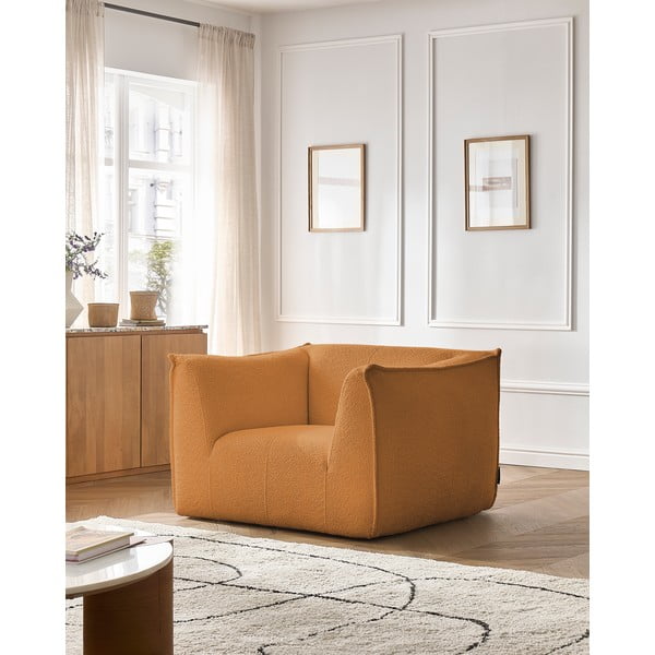 Bouclé kangast sinepivärvi tugitool Giorgia - Bobochic Paris-image-1