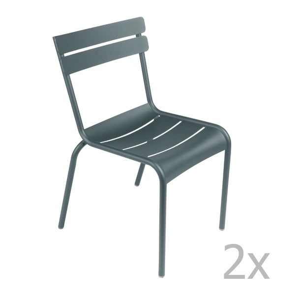 Sada 2 tmavě šedých židlí Fermob Luxembourg