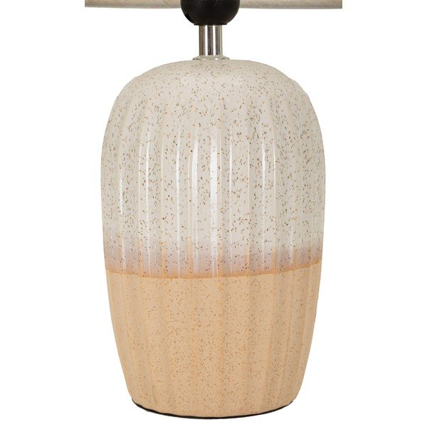 Kreemikas keraamiline laualamp tekstiilist varjuga (kõrgus 44 cm) Japandi - Mauro Ferretti-image-3