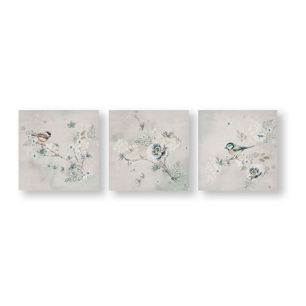 Sada 3 obrazů Graham & Brown Beautiful Birds Trio, 30 x 30 cm