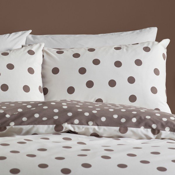 Valge/tumepruun kaheinimesevoodipesu 200x200 cm Polka Dot - Catherine Lansfield-image-2
