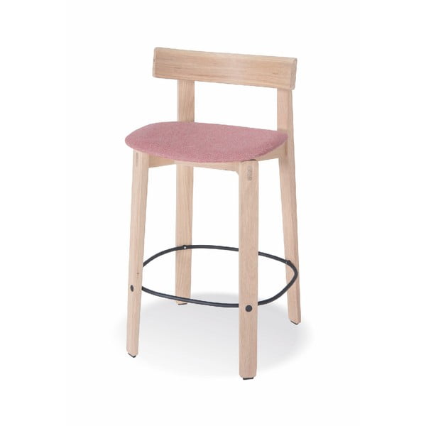 Nízká barová židle z dubového dřeva s opěrkou Gazzda Nora