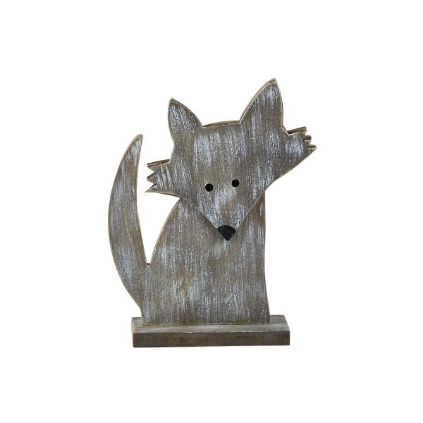 Dřevěná dekorační figurka KJ Collection Fox, 13,5 x 17 cm