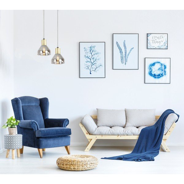 Lavendlivärvi-kuldne rippvalgusti klaasist varjuga Gregory - Candellux Lighting-image-1