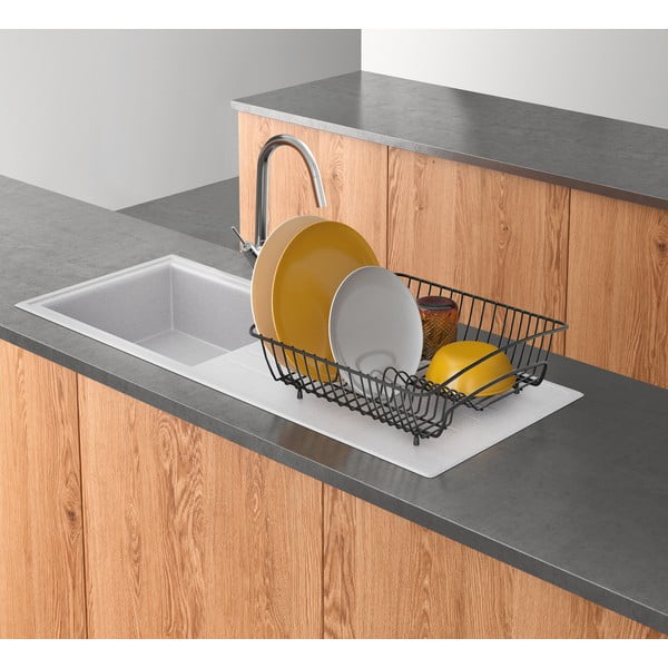 Must ruudukujuline Lava roostevabast terasest drainer - Metaltex-image-1