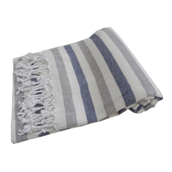 Modro-šedá ručně tkaná osuška z prémiové bavlny Homemania Afrika Hammam, 100 x 180 cm