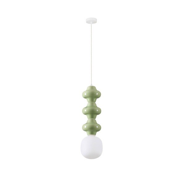 Valge/heleroheline keraamiline ripplamp klaasist varjuga, ø 18 cm Clio - Nova Luce