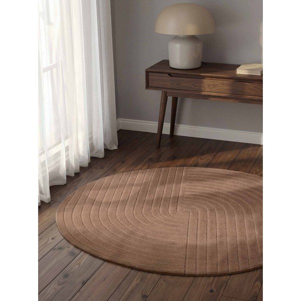 Beež käsitsi kootud villane ümmargune vaip ø 120 cm Arcura - Vikosa-image-1