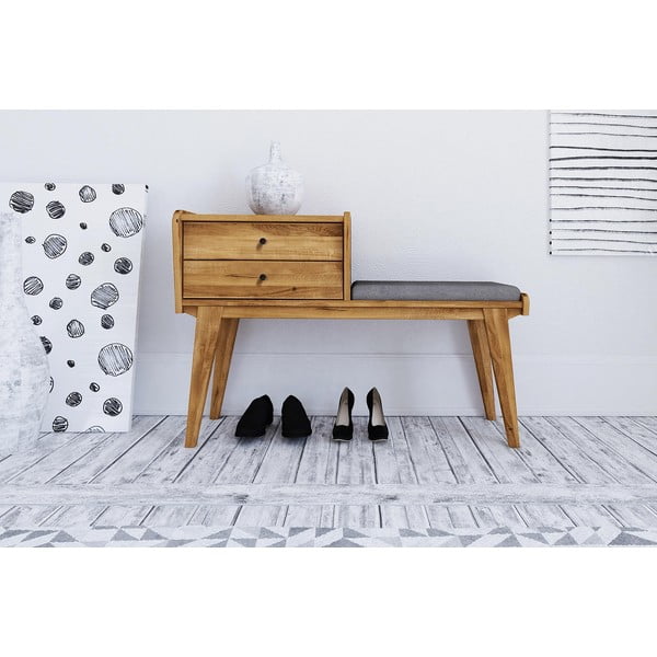 Tammepuust sahtlitega pink, mille iste on helehall Retro - The Beds-image-2