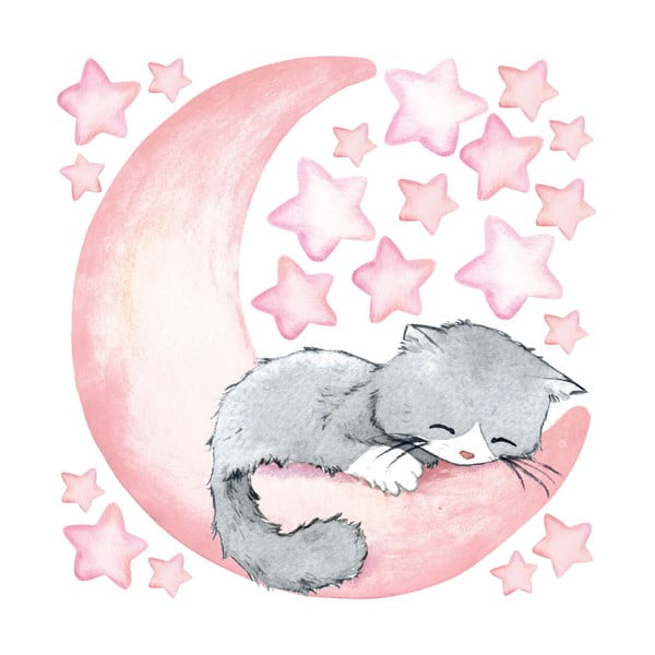 Roosa laste seinakleebised Magic Cat - Ambiance-image-2