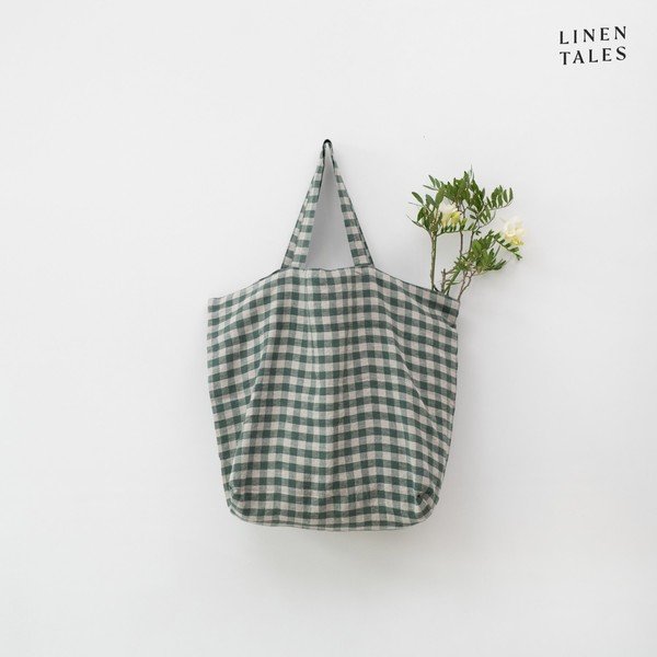 Linane ostukott Forest Green Gingham - Linen Tales