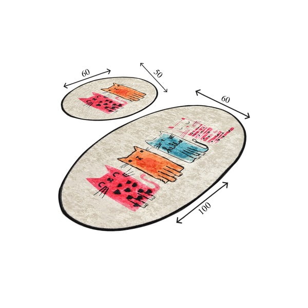 Helepruunid vannitoamatid 2tk komplektis 60x100 cm Baby Cats - Foutastic-image-3