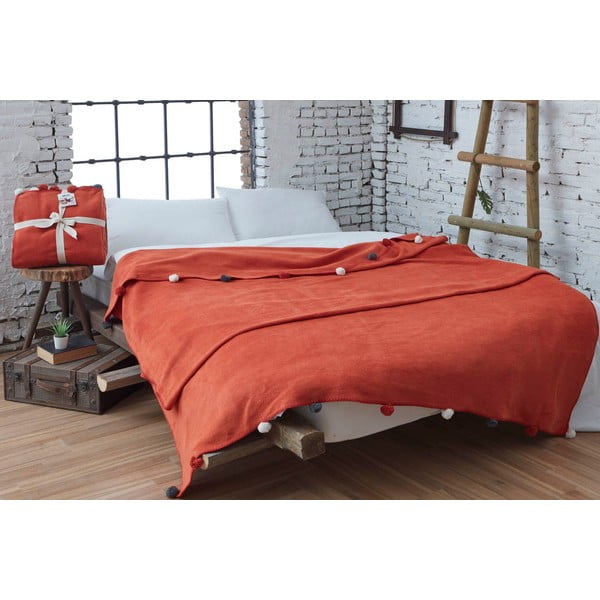 Tellisevärvi fliisist voodikate 150x200 cm Pom Pom - Mijolnir-image-1