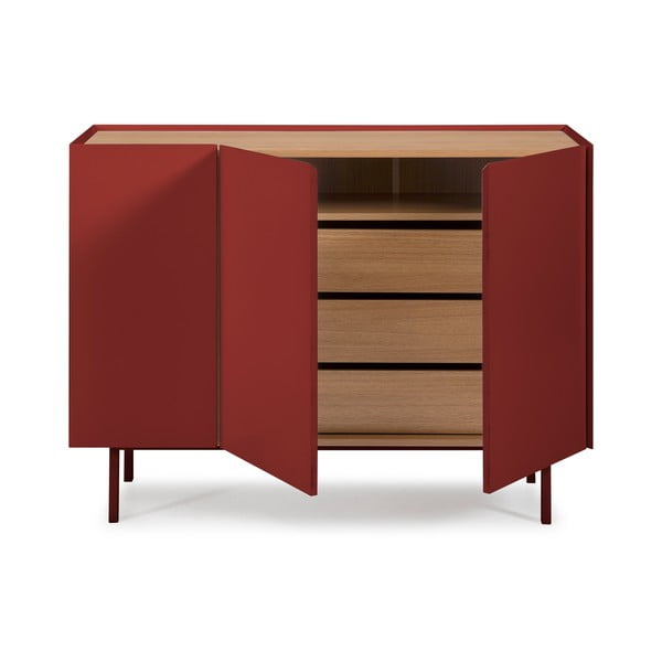 Punane madal tammedekooriga kummut 110x85 cm Arista – Teulat-image-3