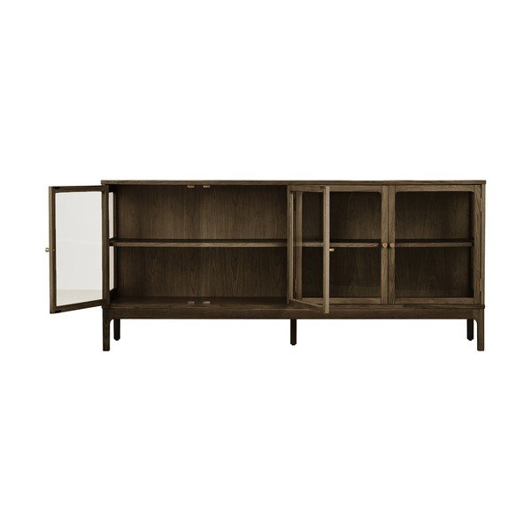 Tumepruun vitriinkapp tammepuust dekooriga 180x80x40 cm Zamora - House Nordic-image-4