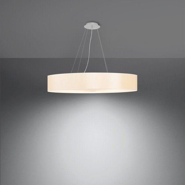 Valge rippvalgusti tekstiilist varjuga ø 70 cm Herra - Sollux-image-3