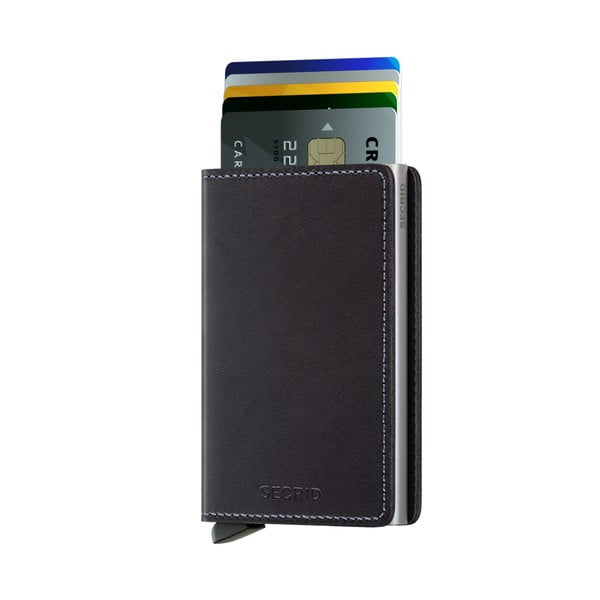 Černá kožená peněženka s pouzdrem na karty Secrid Slim