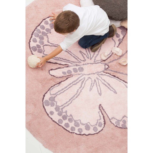 Roosa pestav käsitsi kootud puuvillane laste vaip ø160 cm Mariposa - Lorena Canals-image-3