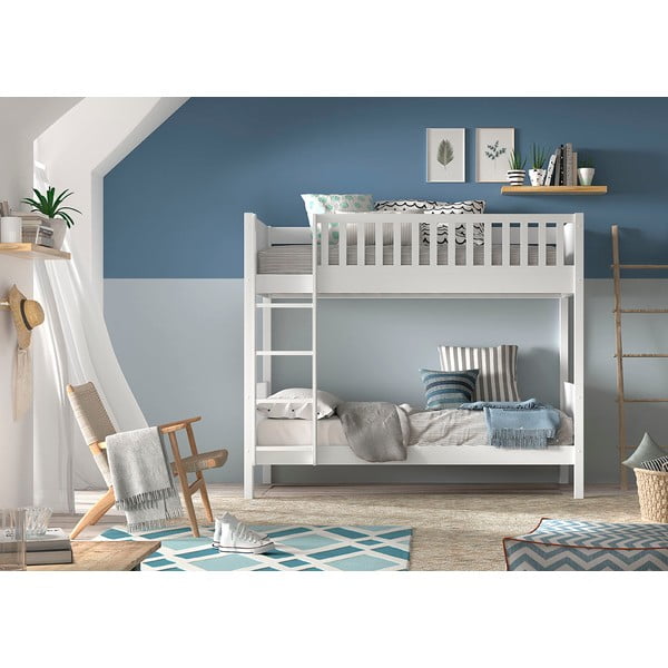 Valge männipuidust laste narivoodi koos panipaigaga 90x200 cm SCOTT – Vipack-image-1