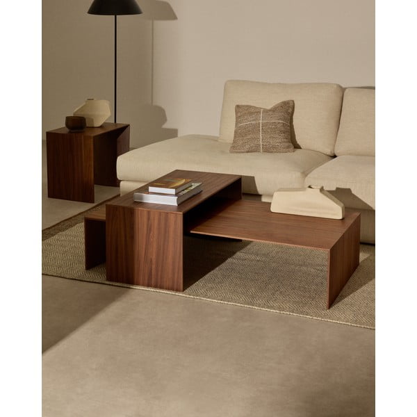 Pähklipuidu spoonist diivanilaud 70x140 cm Litto - Kave Home-image-2