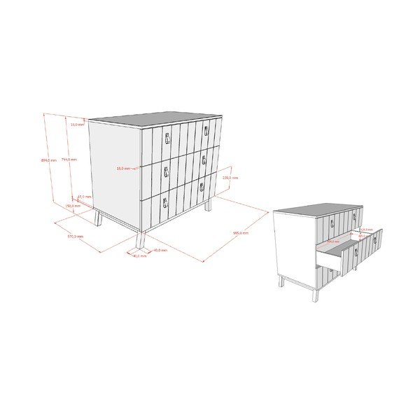 Beež laste kummut 98,5x89x57 cm Sezane - Vipack-image-2