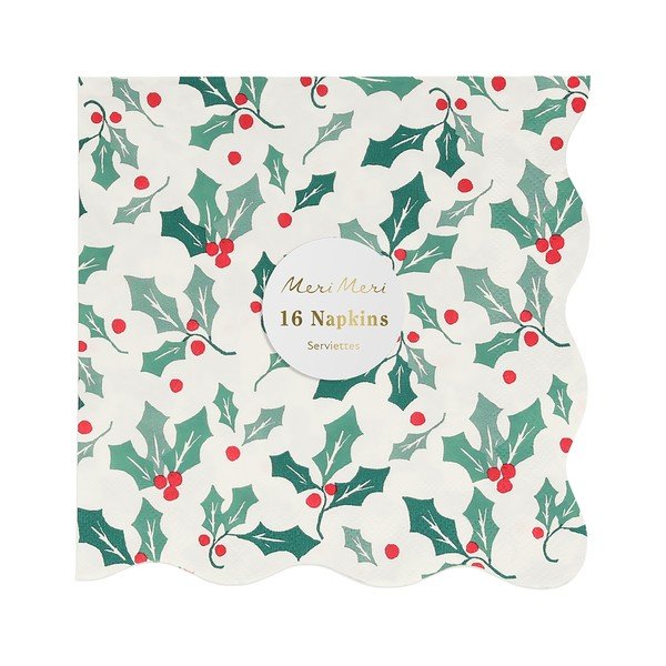 Paberist salvrätikud 16tk komplektis Holly Pattern - Meri Meri-image-2
