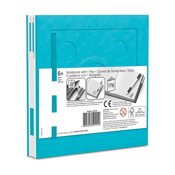 Türkiissinine ruudukujuline märkmik geelpliiatsiga , 15,9 x 15,9 cm - LEGO®-image-2