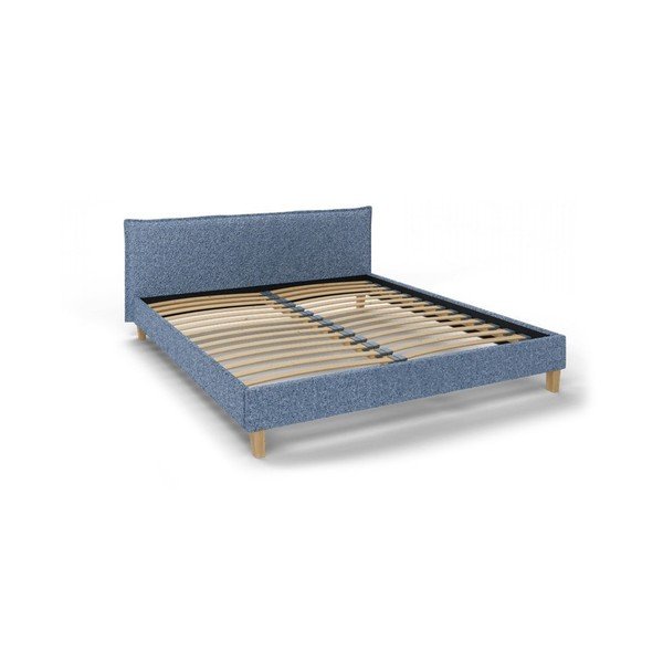 Sinine topitud kaheinimese voodi koos võrega 160x200 cm Tina - Ropez