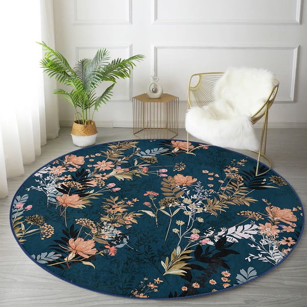 Tumesinine pestav ümmargune vaip, sobitub robottolmuimejaga ø 120 cm Comfort - Mila Home-image-4