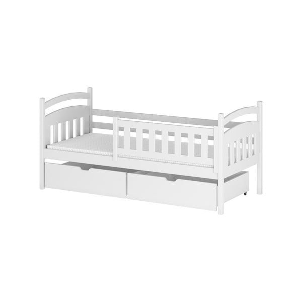 Bílá dětská postel z borovicového dřeva s úložným prostorem 80x160 cm Terry - Lano Meble