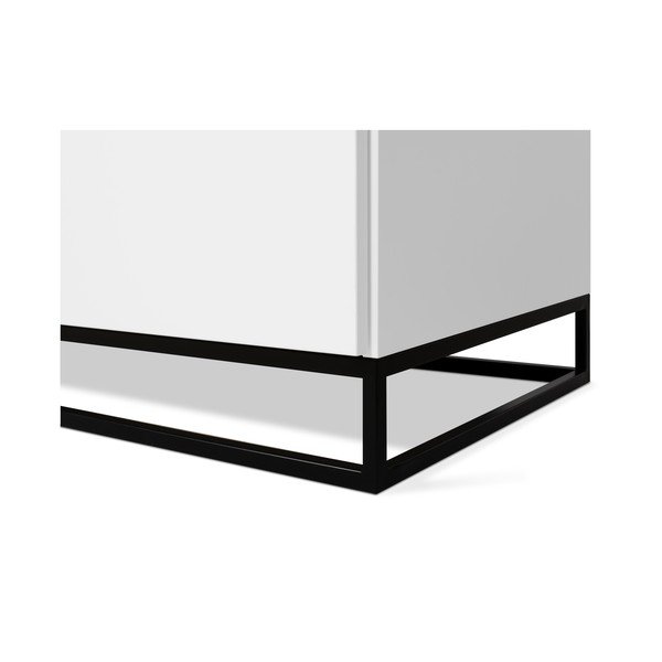 Bílá komoda s deskou z černého mramoru s 3 šuplíky a 2 dvířkami a černýma nohama TemaHome Join-image-4