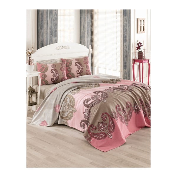 Bavlněný přehoz přes postel na dvoulůžko Royal Pique Rose, 200 x 230 cm