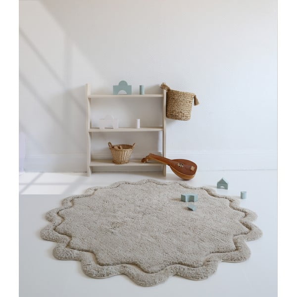 Beež käsitsi kootud puuvillane ümmargune pestav vaip ø 110 cm Sweet April Lin - Nattiot-image-4