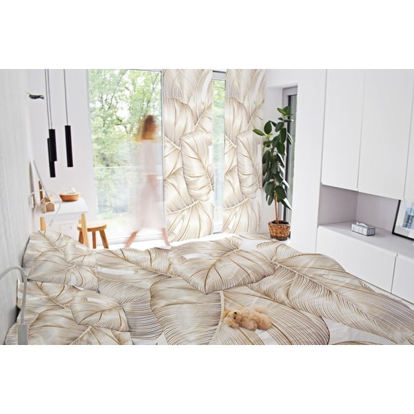 Kuldne puuvillasatiinist kardin 110x170 cm Golden Leaves - Butter Kings-image-1