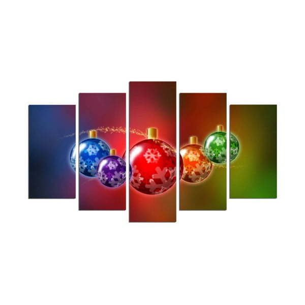 Pětidílný obraz Rainbow Christmas, 110x60 cm