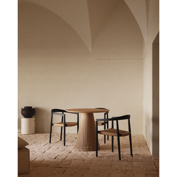 Ümmargune söögilaud tiigipuidust naturaalses värvitoonis ø 90 cm Jeanette - Kave Home-image-1