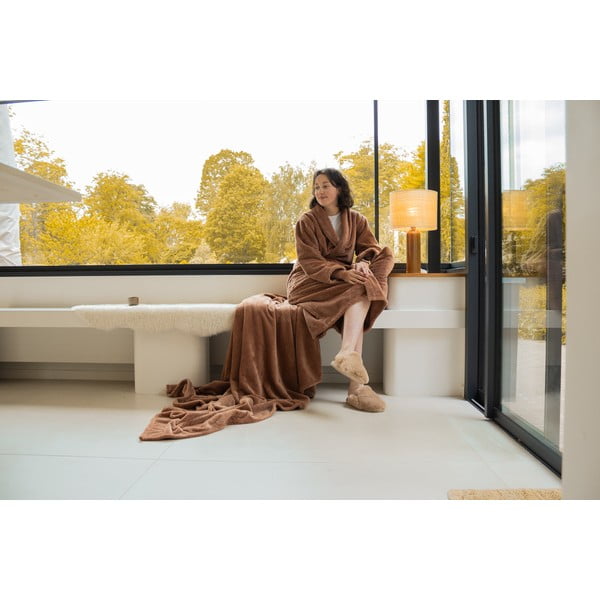 Pruun mikroplüüsist hommikumantel suurus L/XL Pippa - Tiseco Home Studio-image-3