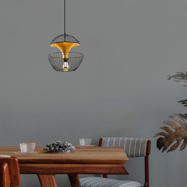 Must-kuldne rippvalgusti metallist varjuga ø 30 cm Telmander - Opviq lights-image-2