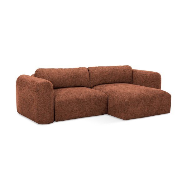 Terrakottapunane panipaigaga šenillist nurgadiivanvoodi (parem nurk) Mele - Makamii-image-2