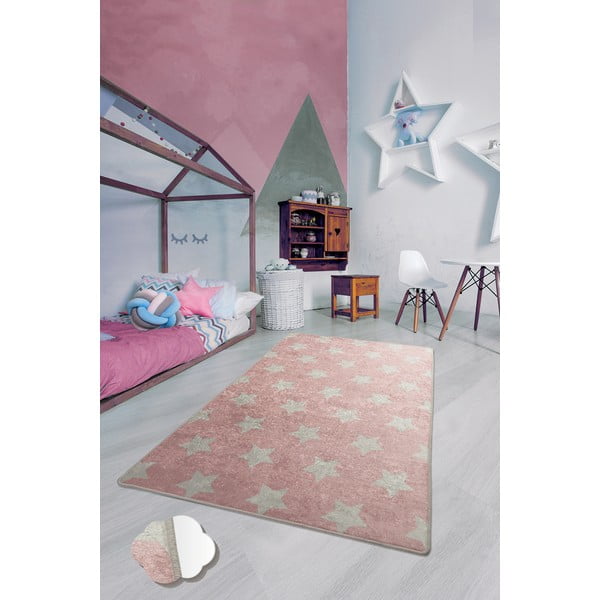 Roosa laste libisemisvastane vaip Stars, 100 x 160 cm - Conceptum Hypnose-image-1