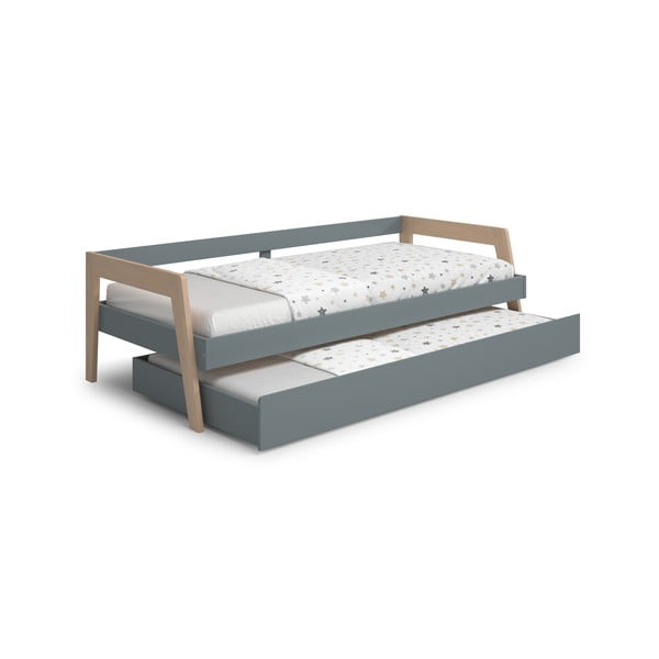 Hallikasroheline männipuidust lastevoodi välja tõmmatava voodi ja panipaigaga 90x200 cm Carrie - Marckeric-image-2